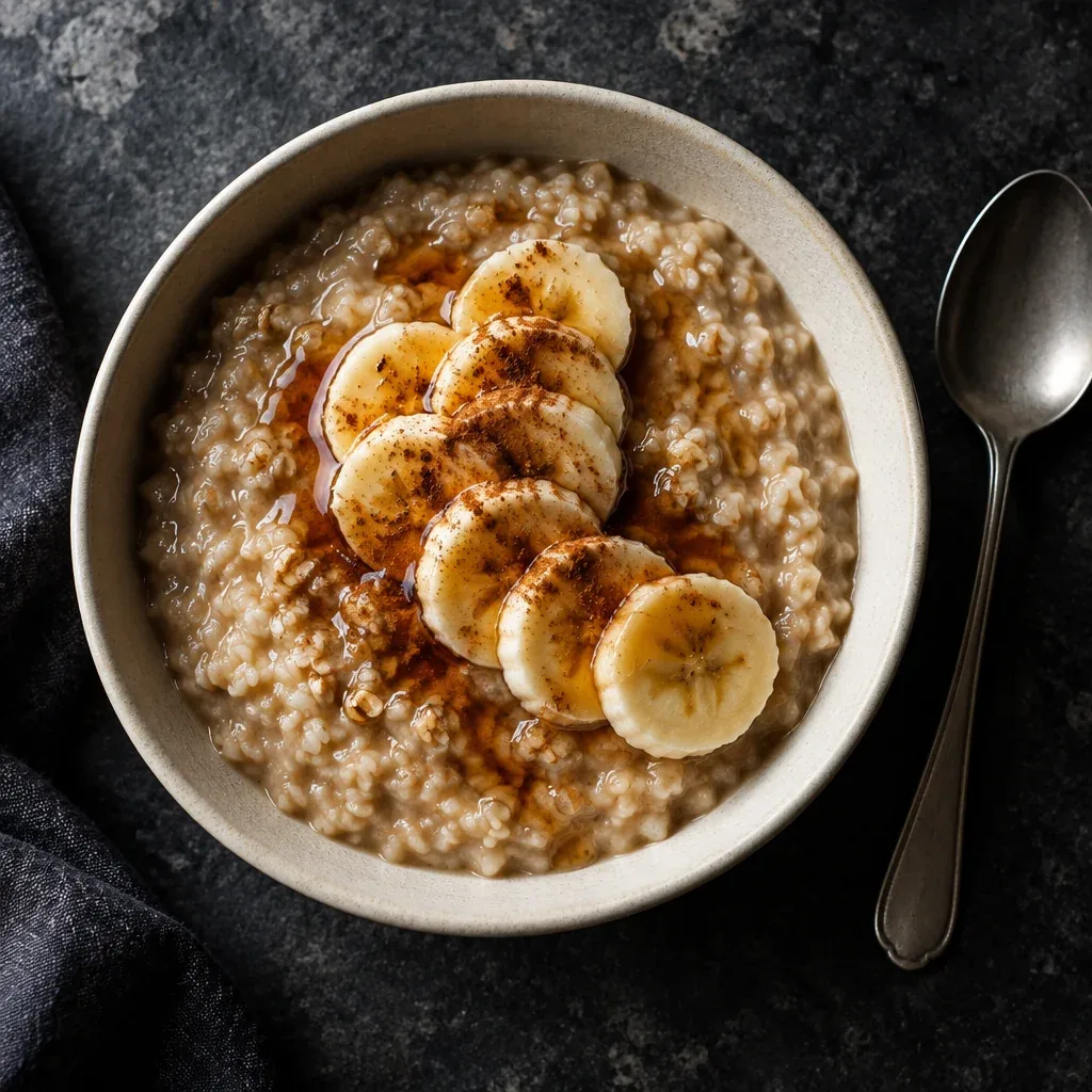 A bowl of maple oat and rice porridge
