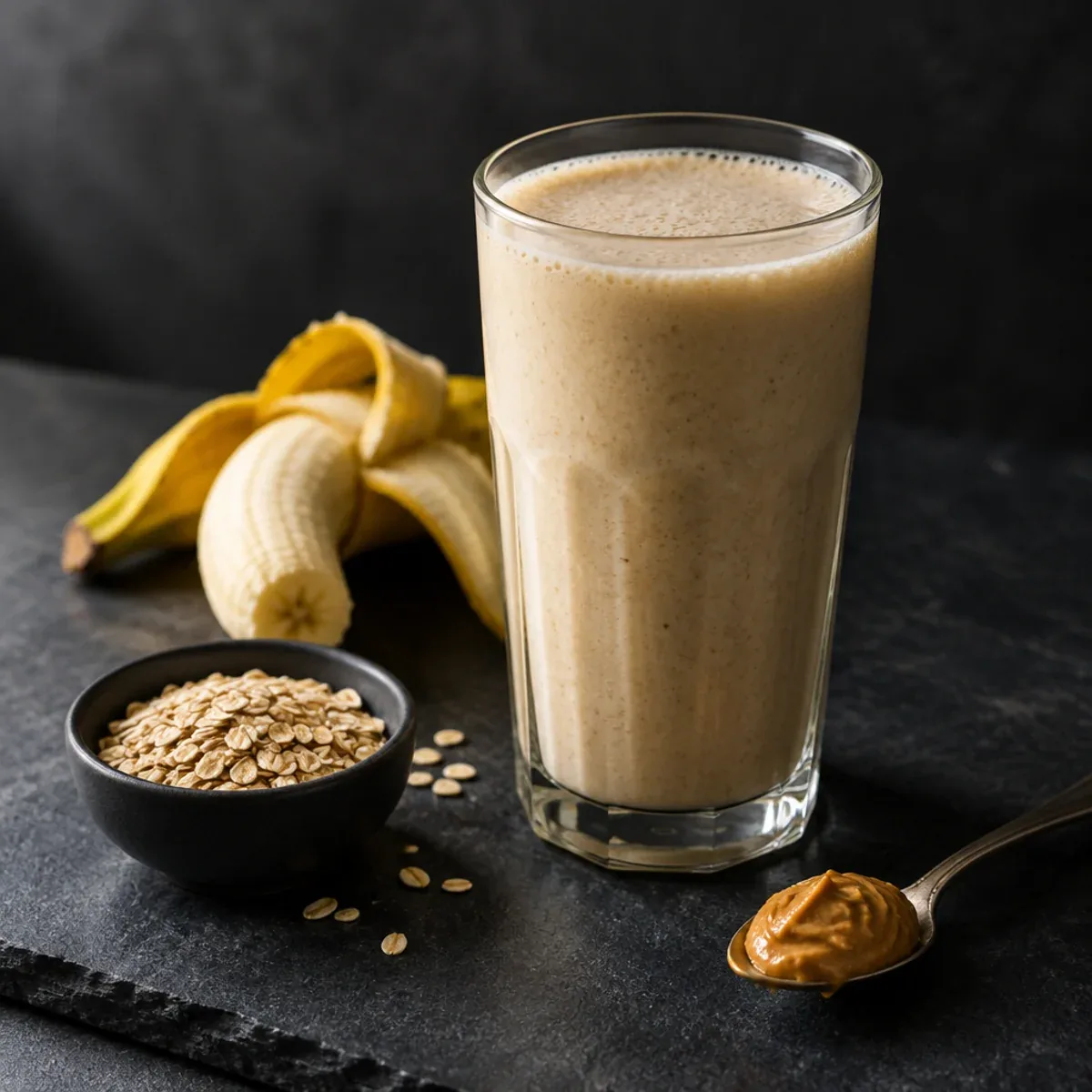 A protein shake in a glass